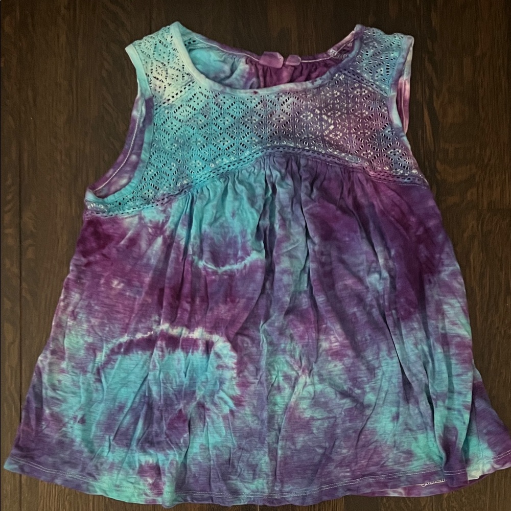 GAP Purple and Blue Tie-Dye Short Sleeve Top